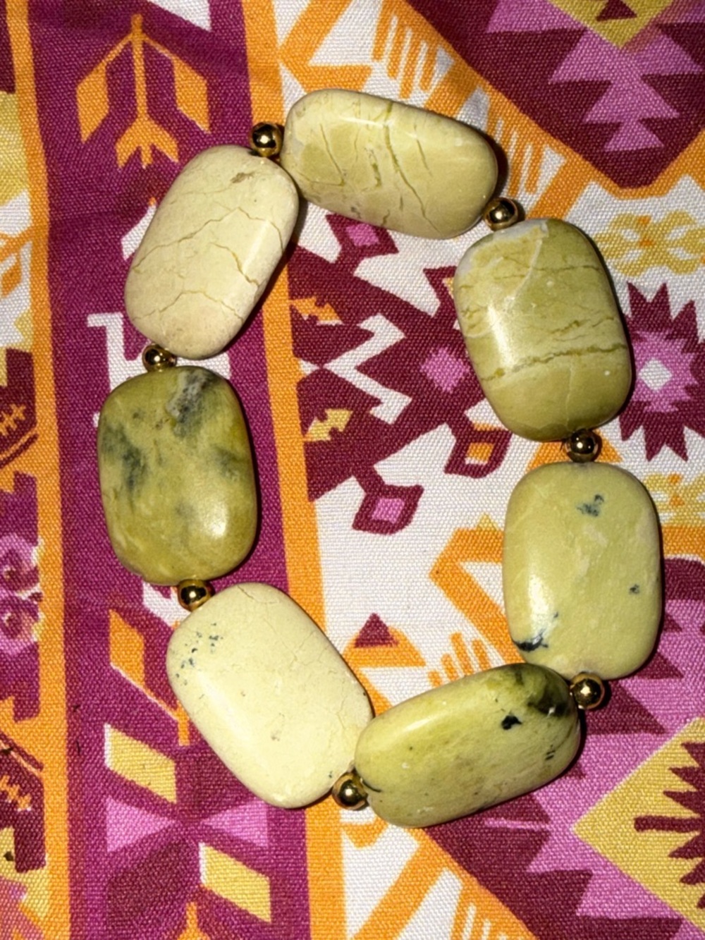 Natural Serpentine Beaded Stretch Bracelet